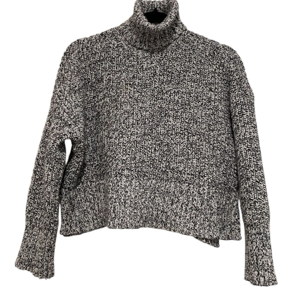 Madewell wide rib turtleneck sweater woman’s S black and white - Picture 1 of 7